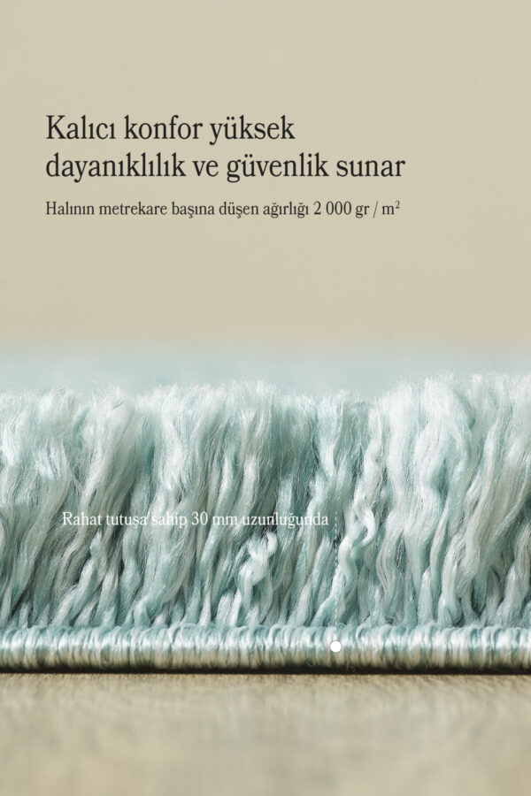 Modern Desenli Salon Halısı Peluş Halı Yıkanabilir Post Halı Mavi Halı Kaymaz Taban Halı - Görsel 5