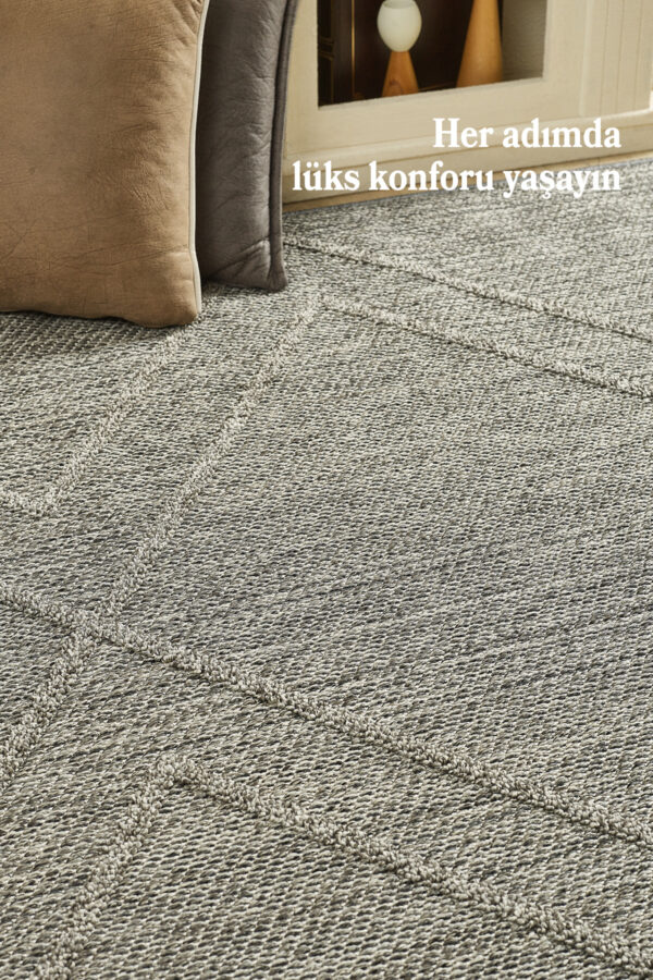 Boho Zigzag Desen Gri Elit Bukleli Sisal Halı Salon Oturma Odası Dış Mekan Halısı Dayanıklı - Image 2