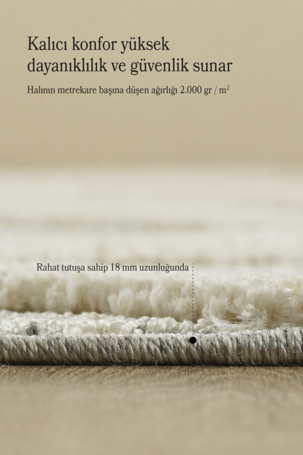 Modern İskandinav Gri Halı Jüt Tabanlı Salon Oturma Odası Halısı Yumuşak Bukleli Dayanıklı - Görsel 4