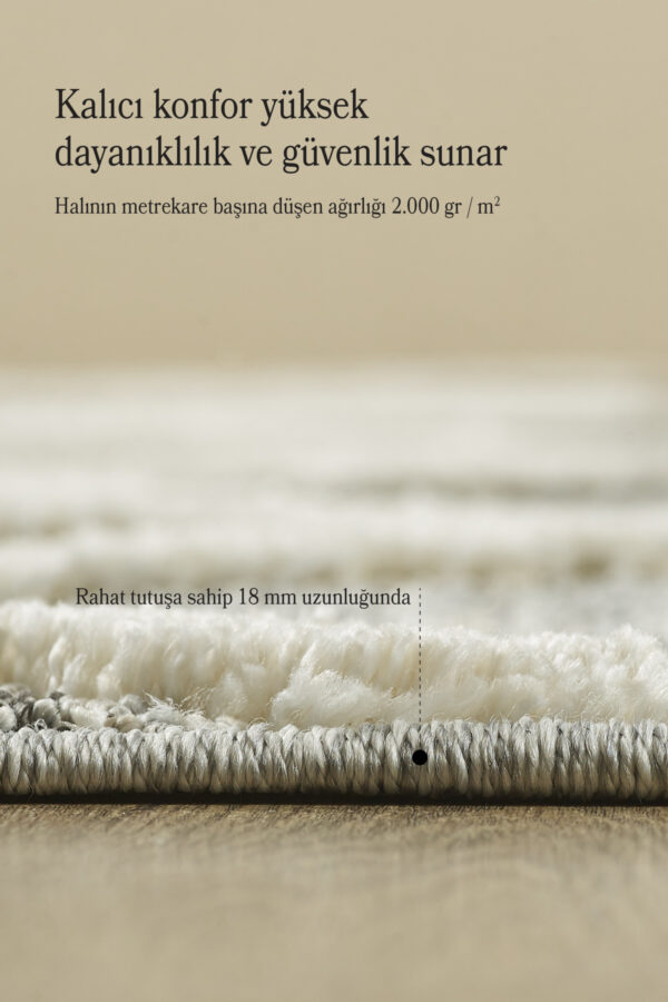 Modern Tasarım Boho Gri Halı Jüt Tabanlı Salon Oturma Odası Halısı Yumuşak Bukleli Yuvarlak - Görsel 4