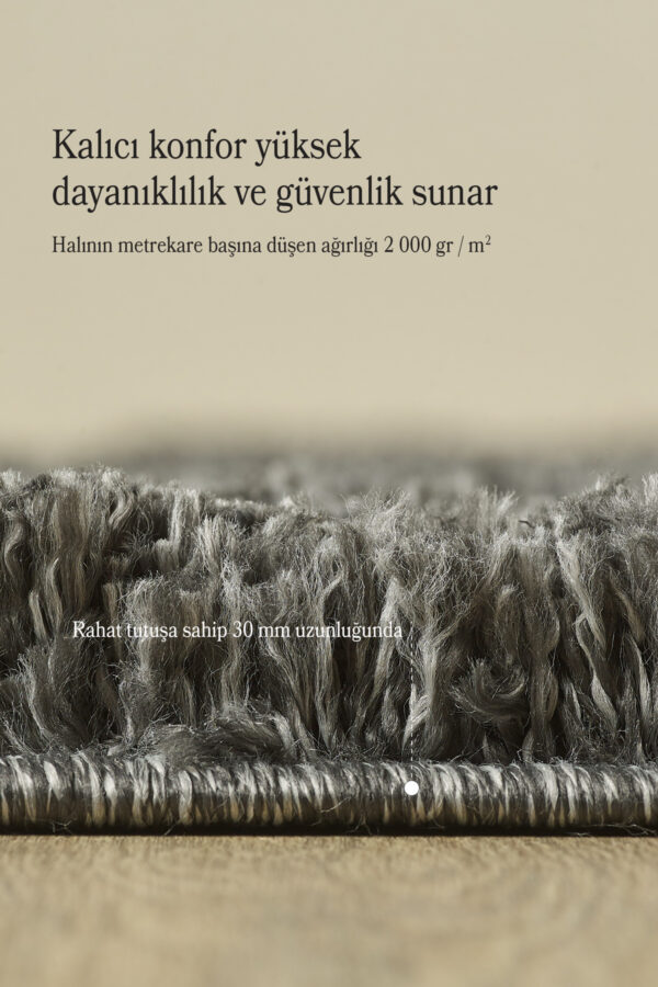 Modern Desenli Salon Halısı Peluş Halı Yıkanabilir Post Halı Gri Halı Kaymaz Taban Halı Oval Halı - Görsel 5