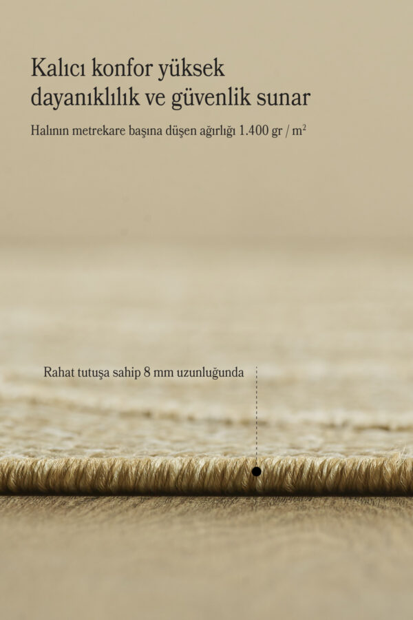 Boho Tasarım Bej Elit Bukleli Sisal Halı Salon Oturma Odası Dış Mekan Halısı Dayanıklı - Görsel 4