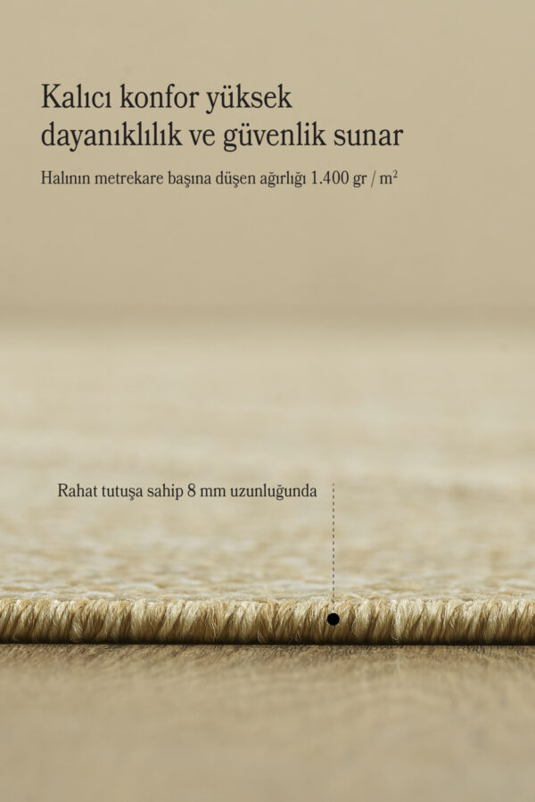 Boho Zigzag Desen Bej Elit Bukleli Sisal Halı Salon Oturma Odası Dış Mekan Halısı Dayanıklı - Görsel 4