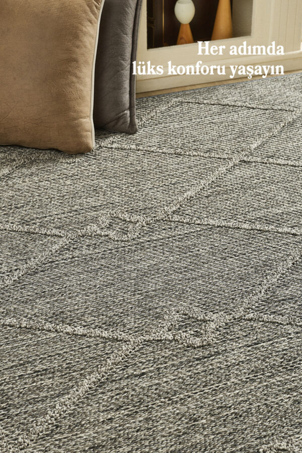 Boho Tasarım Gri Elit Bukleli Sisal Halı Salon Oturma Odası Dış Mekan Halısı Dayanıklı - Görsel 2