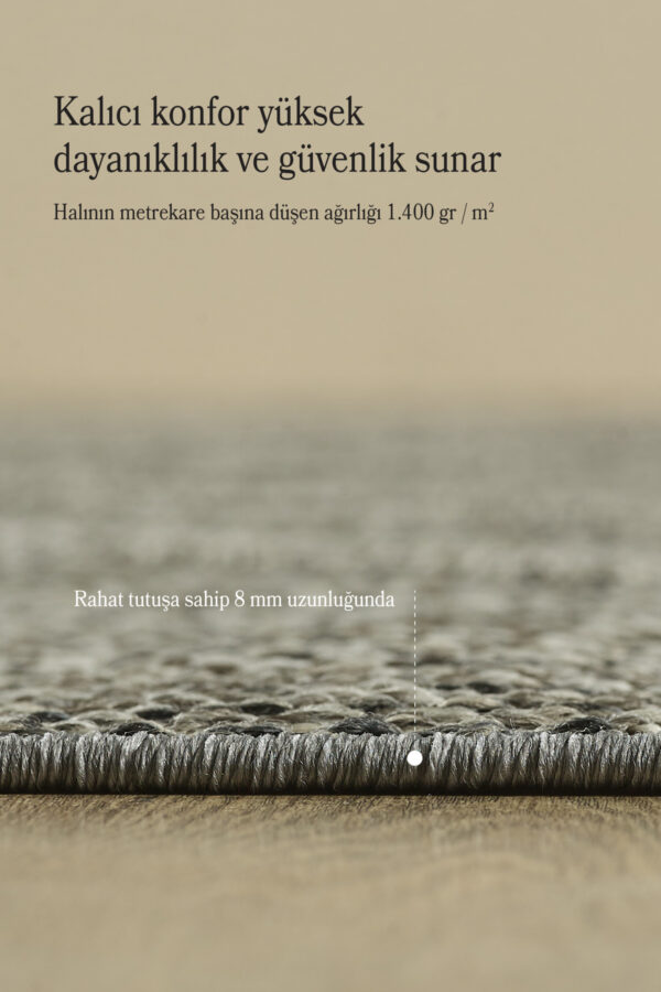 Boho Zigzag Desen Gri Elit Bukleli Sisal Halı Salon Oturma Odası Dış Mekan Halısı Dayanıklı - Görsel 4
