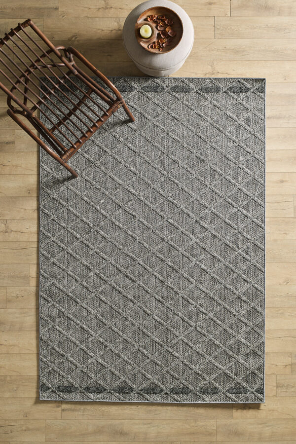 Boho Karo Desen Gri Elit Bukleli Sisal Halı Salon Oturma Odası Dış Mekan Halısı Dayanıklı
