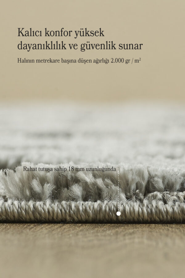 Modern Halı Gri Halı Jüt Tabanlı İskandinav Salon Oturma Odası Halısı Yumuşak Bukleli - Görsel 4