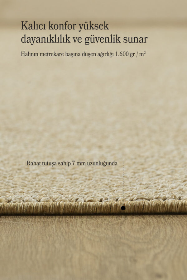 Modern Desenli Cool Halı Sisal Halı Bukleli Halı Bej Halı Düz Renk Halı Salon Halısı Yuvarlak - Görsel 5