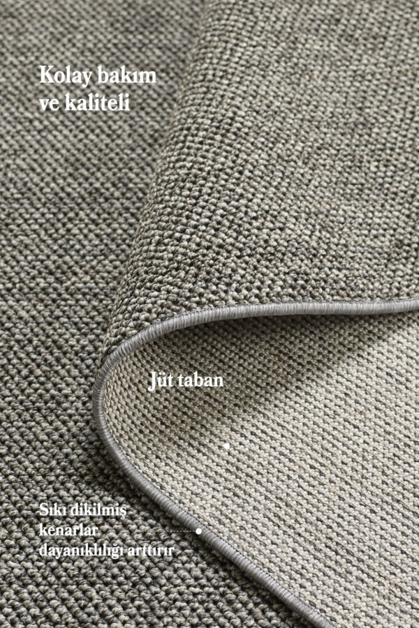 Modern Desenli Cool Halı Sisal Halı Bukleli Halı Gri Halı Düz Renk Halı Salon Halısı Yuvarlak - Görsel 4