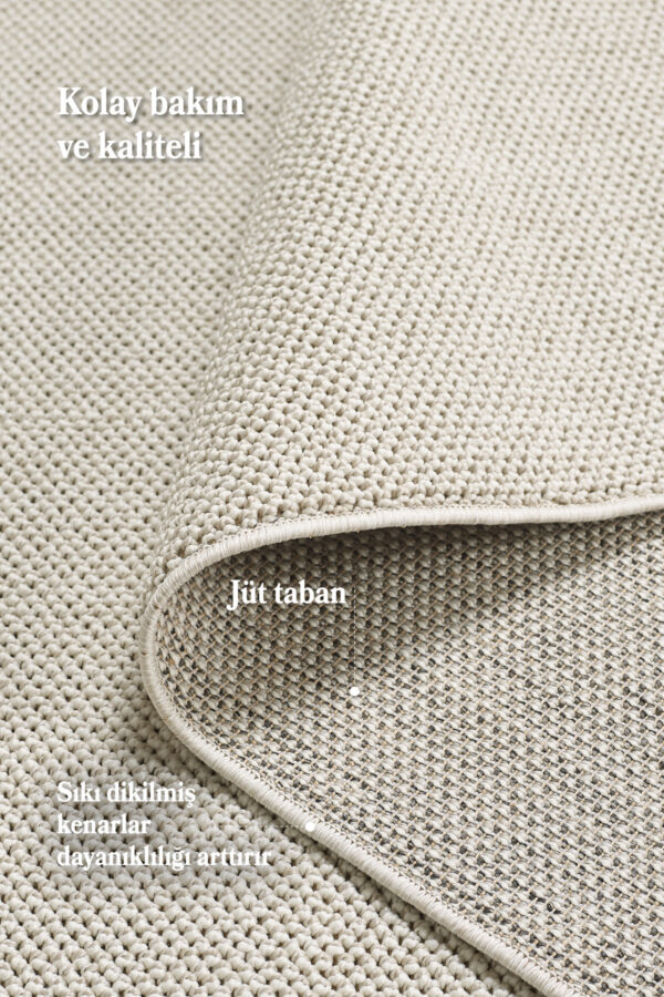 Modern Desenli Cool Halı Sisal Halı Bukleli Halı Krem Halı Düz Renk Halı Salon Halısı Yuvarlak - Görsel 4