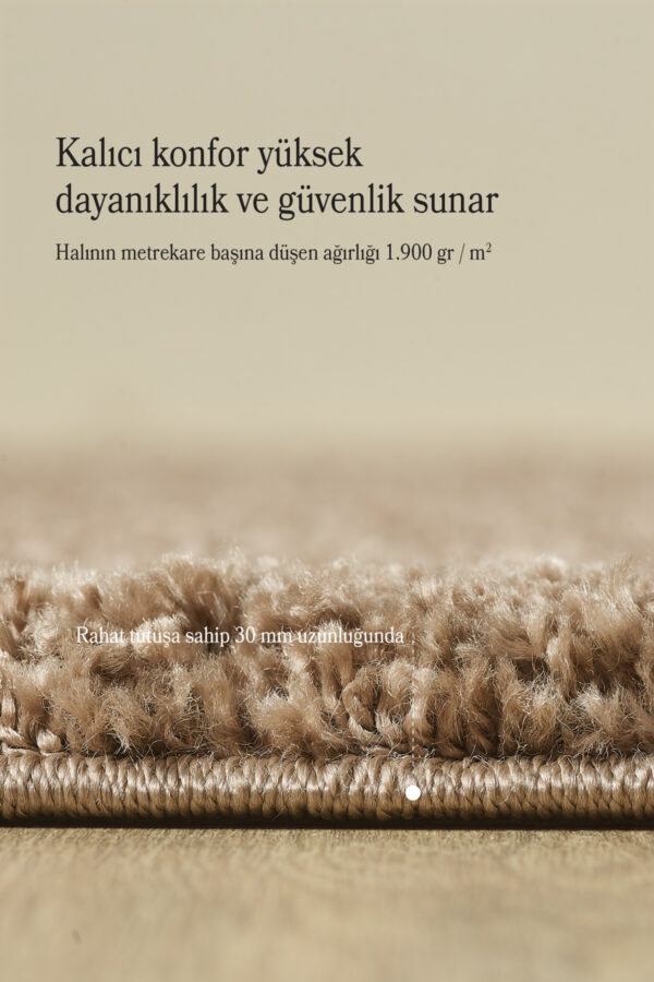 Modern Desenli Salon Halısı Mokka Halı Peluş Halı Yıkanabilir Post Halı Kaymaz Taban Halı Oval Halı - Görsel 4