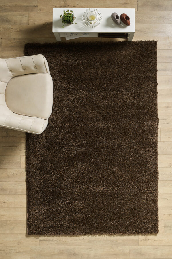 Modern Desenli Salon Halısı Kahverengi Halı Peluş Halı Yıkanabilir Post Halı Kaymaz Taban Halı