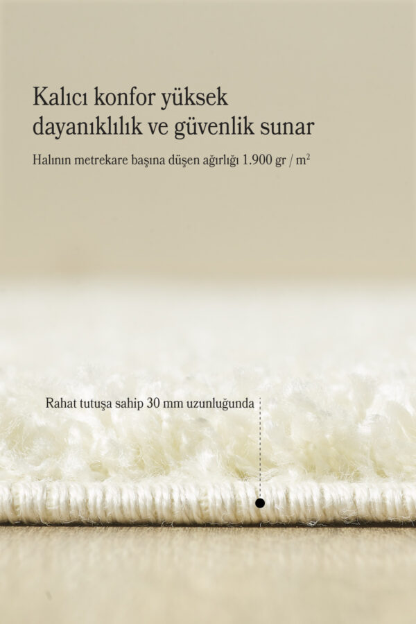 Modern Desenli Salon Halısı Krem Halı Peluş Halı Yıkanabilir Post Halı Kaymaz Taban Halı Oval Halı - Görsel 4