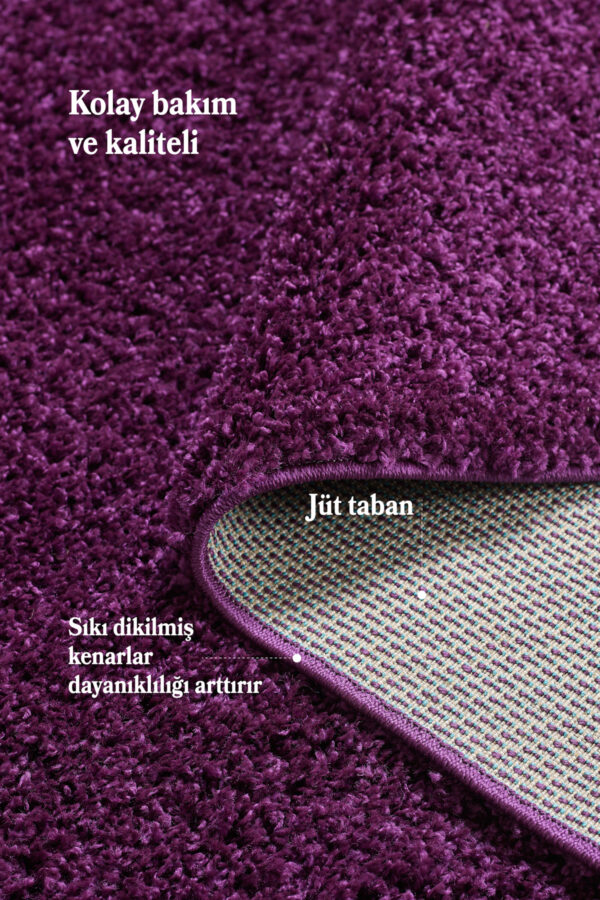 Modern Desenli Salon Halısı Lila Halı Peluş Halı Yıkanabilir Post Halı Kaymaz Taban Halı Oval Halı - Görsel 5
