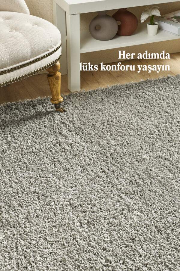 Modern Desen Salon Halısı Açık Gri Halı Peluş Halı Yıkanabilir Post Halı Kaymaz Taban Halı Oval Halı - Görsel 2
