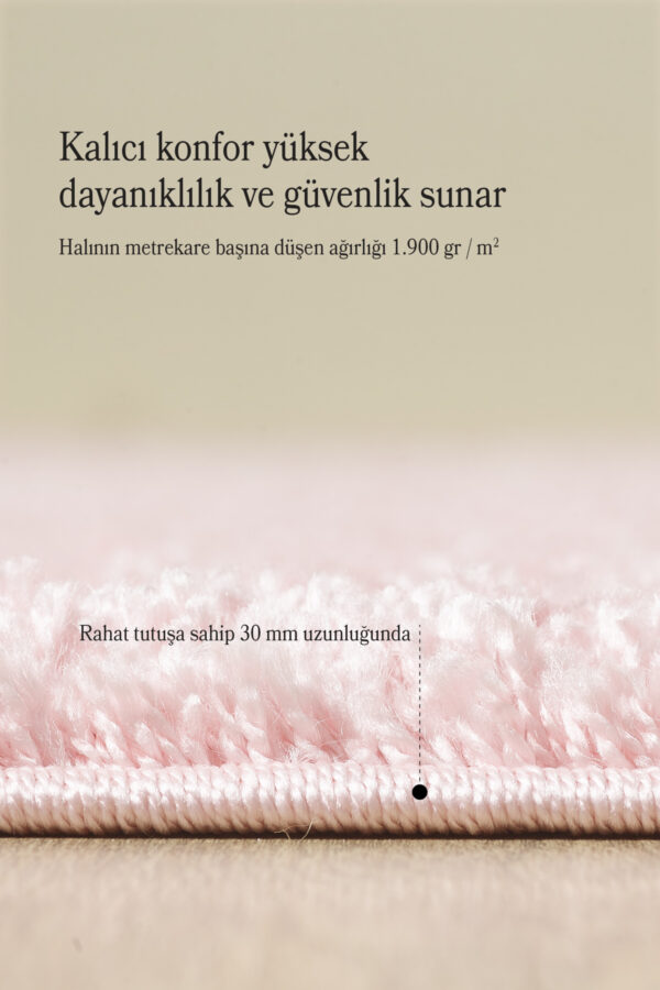 Modern Desenli Salon Halısı Pembe Halı Peluş Halı Yıkanabilir Post Halı Çocuk Halısı - Görsel 4