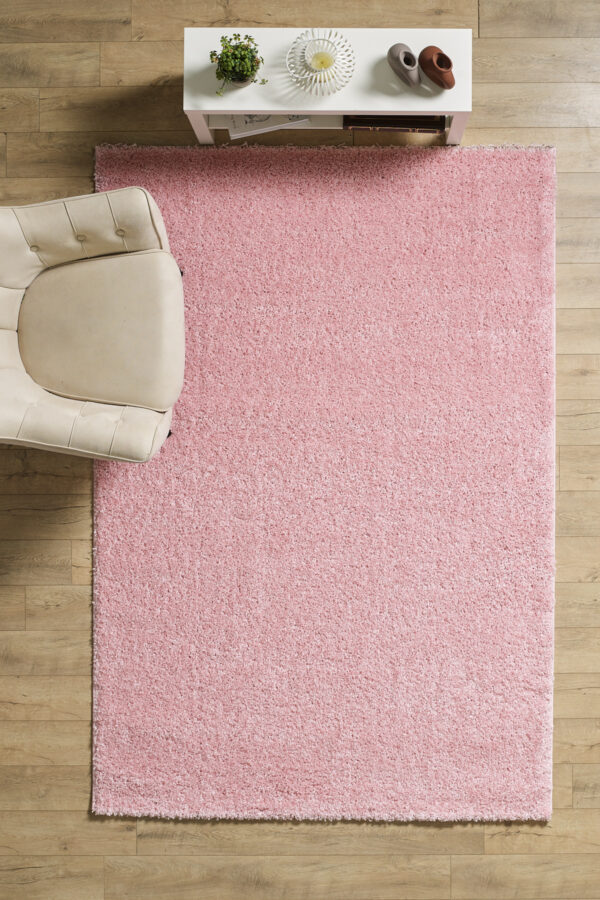 Modern Desenli Salon Halısı Pembe Halı Peluş Halı Yıkanabilir Post Halı Çocuk Halısı