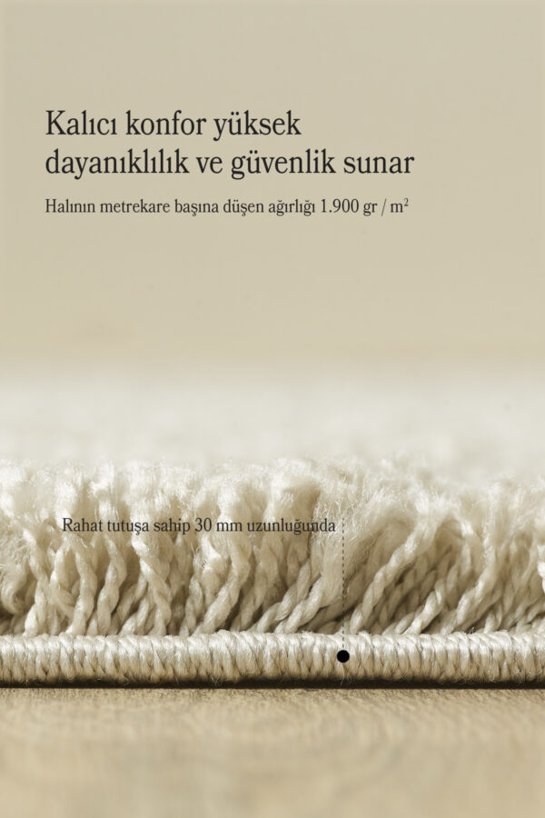 Post Peluş Uzun Tüylü Doğal Shaggy Oturma Odası Salon Çocuk Odası Halısı Toz Vermez Yuvarlak - Görsel 5