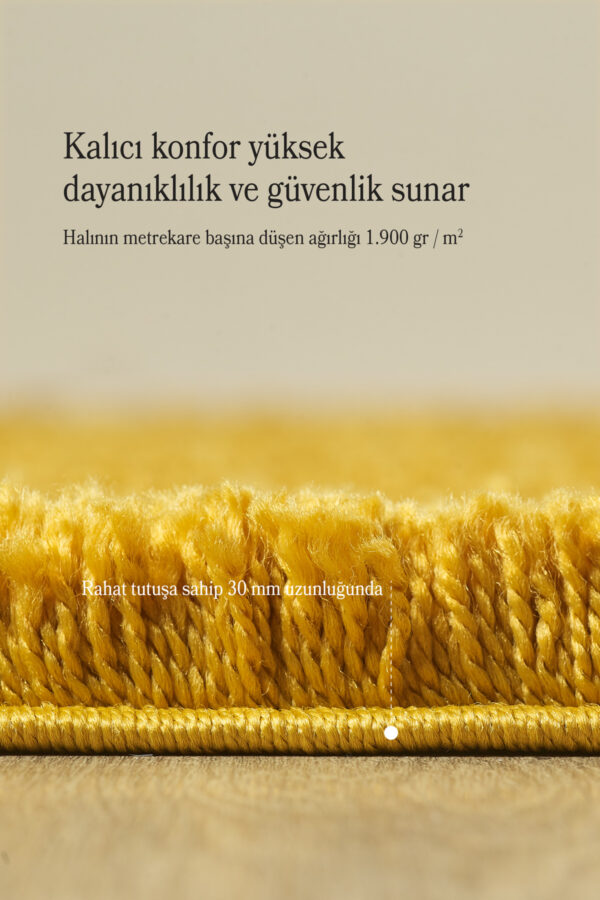 Post Peluş Uzun Tüylü Gold Shaggy Oturma Odası Salon Çocuk Odası Halısı Toz Vermez - Görsel 5