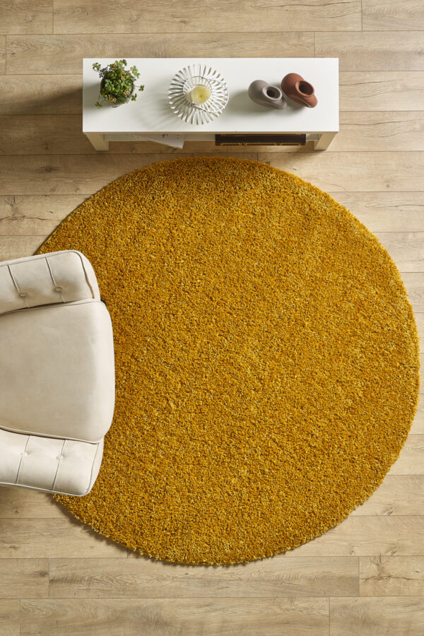 Post Peluş Uzun Tüylü Gold Shaggy Oturma Odası Salon Çocuk Odası Halısı Toz Vermez Yuvarlak