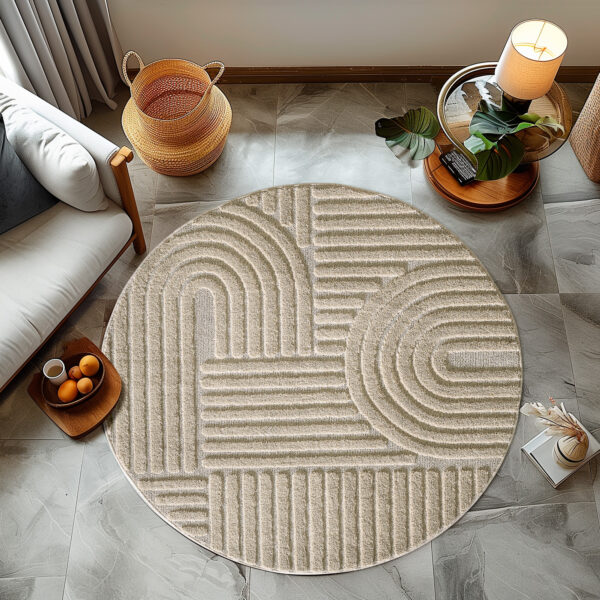 Modern Halı Cool Halı Bej Halı Düz Renk Halı Salon Halısı Mutfak Halısı Yıkanabilir Halı Oval Halı - Görsel 3
