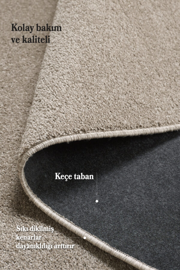 Tek Renk Kısa Tüylü Bej Kaymaz Tabanlı Salon Koridor Oturma Odası Özel Kesim - Görsel 4