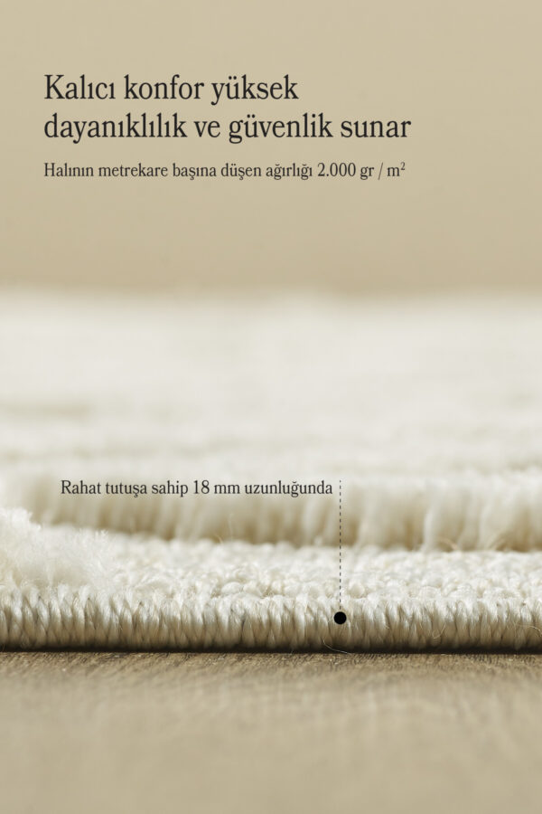Modern Desenli Halı Krem Halı Jüt Tabanlı Salon Oturma Odası Halısı Yumuşak Bukleli Yuvarlak - Görsel 4