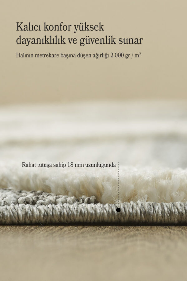 Özel İskandinav Halı Gri Halı Jüt Tabanlı Salon Oturma Odası Halısı Yumuşak Bukleli - Görsel 4