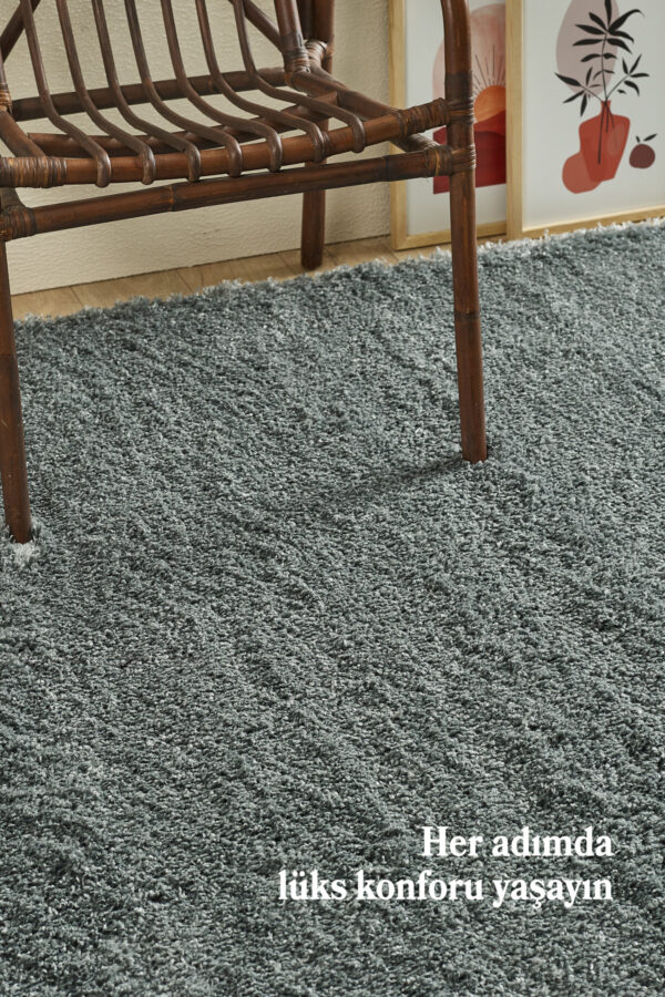 Modern Desenli Salon Halısı Peluş Halı Yıkanabilir Post Halı Açık Gri Halı Kaymaz Taban Halı Oval - Görsel 2