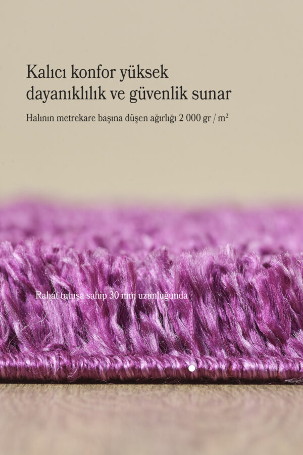 Modern Desenli Salon Halısı Peluş Halı Yıkanabilir Post Halı Mor Halı Kaymaz Taban Halı Oval Halı - Görsel 4
