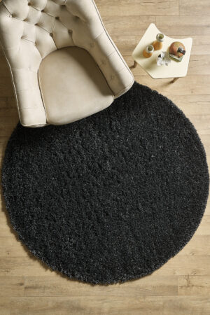 Modern Desenli Salon Halısı Peluş Halı Yıkanabilir Post Halı Antrasit Halı Kaymaz Taban Halı Oval