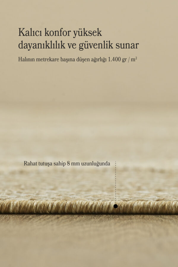 İskandinav Halı Kolay Temizlenebilir Halı Bej Halı Sisal Salon Halısı Mutfak Halısı Yolluk Halı - Görsel 5