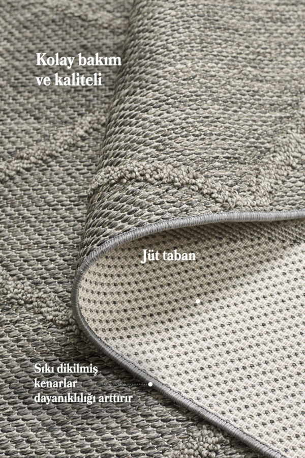 İskandinav Halı Gri Halı Sisal Halı Salon Halısı Mutfak Halısı Kolay Temizlenebilir Halı Yolluk - Görsel 5