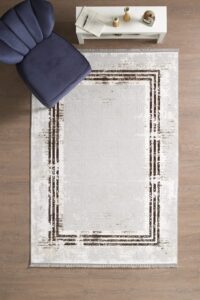 Modern Desenli Polyester Dokuma Halı Salon Halısı Oturma Odası Halısı Mutfak Halısı Kahverengi Halı