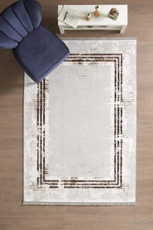 Modern Desenli Polyester Dokuma Halı Salon Halısı Oturma Odası Halısı Mutfak Halısı Kahverengi Halı
