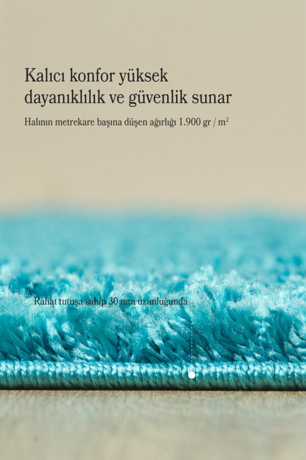 Modern Desensiz Mavi Halı Salon Halısı Oturma Odası Halısı Çocuk Halısı Yumuşak Halı Yuvarlak Halı - Görsel 4
