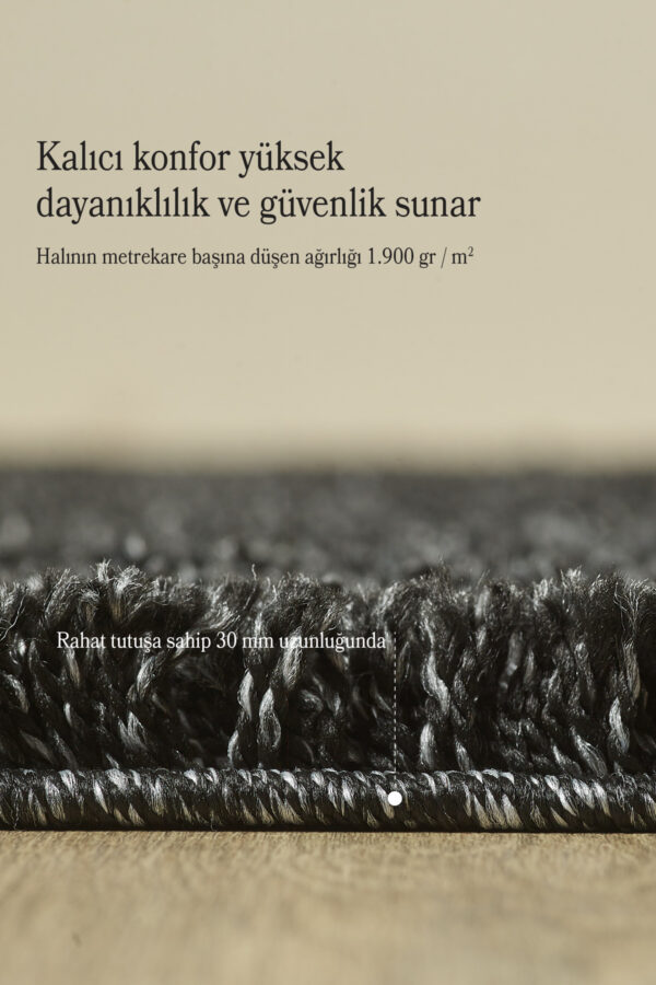 Modern Desensiz Antrasit Halı Salon Halısı Oturma Odası Halısı Çocuk Halısı Yumuşak Halı Yuvarlak - Görsel 4