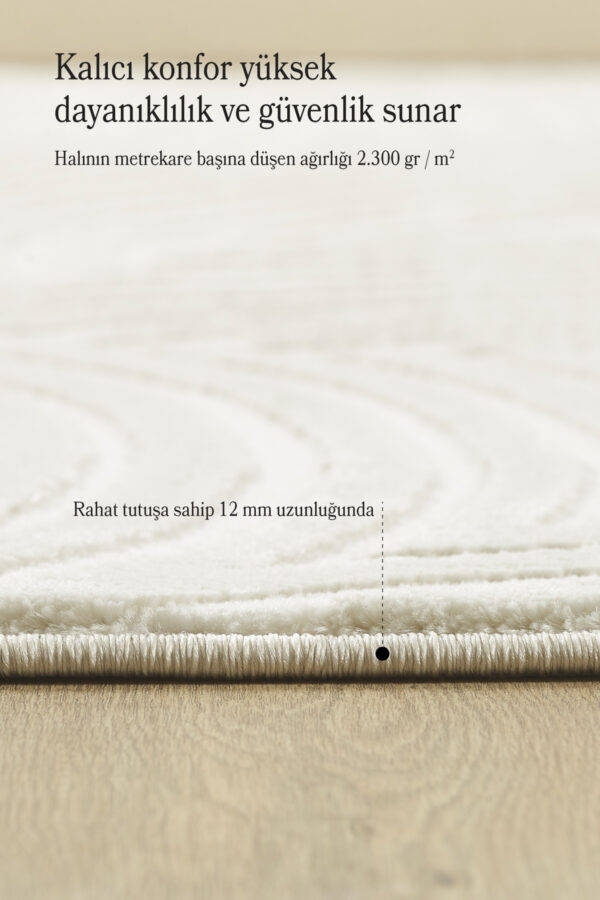 Modern Salon Halısı Oturma Odası Halısı Yolluk Krem Halı Hav Toz Vermez Kolay Temizlenebilir Halı - Görsel 4