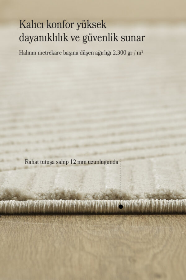 Modern Bej Halı Salon Halısı Oturma Odası Halısı Koridor Halısı Kolay Temizlenebilir Halı Yolluk - Görsel 4