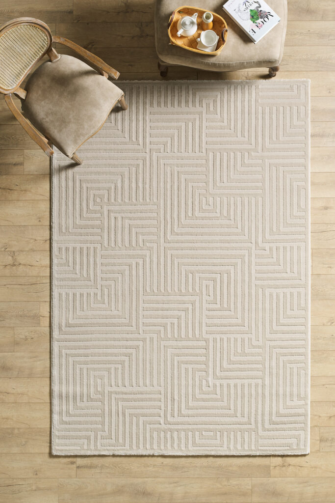 Modern Oturma Odası Halısı Salon Halısı Yolluk Bej Halı Hav Toz Vermez Kolay Temizlenebilir Halı