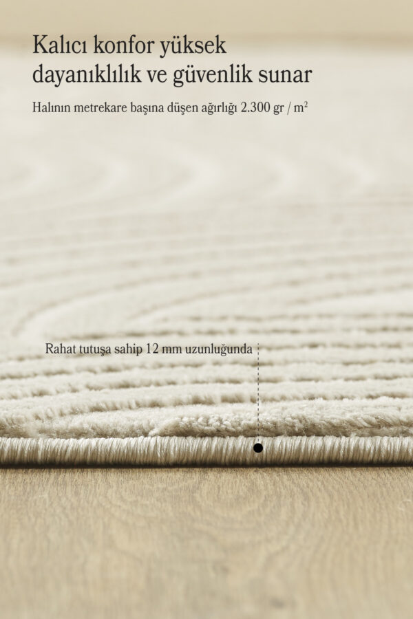 Modern Salon Halısı Oturma Odası Halısı Yolluk Bej Halı Hav Toz Vermez Kolay Temizlenebilir Halı - Görsel 4