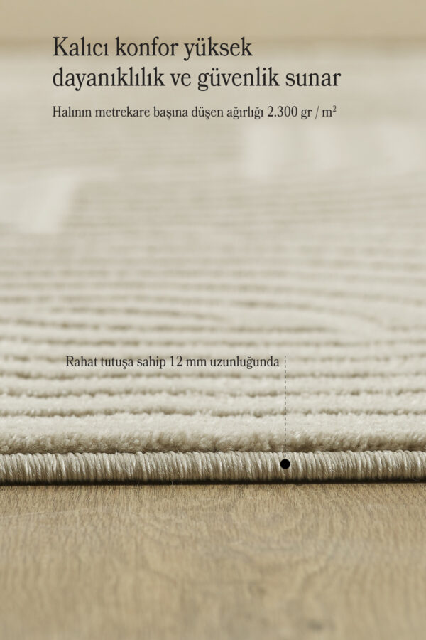 Modern Halı Salon Halısı Oturma Odası Halısı Yolluk Bej Halı Hav Toz Vermez Kolay Temizlenebilir - Görsel 4