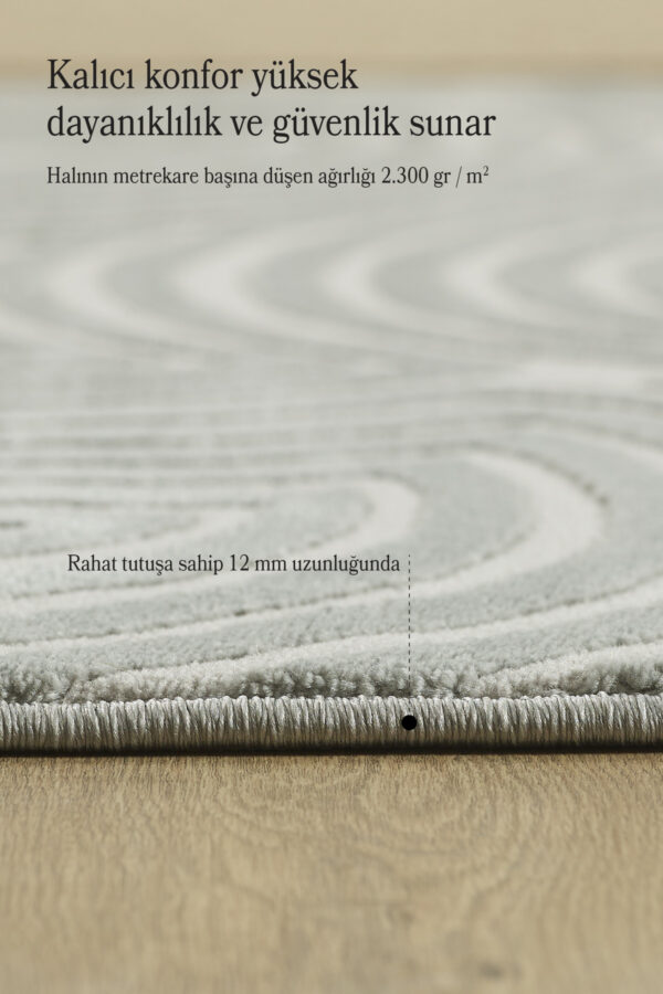 Modern Salon Halısı Oturma Odası Halısı Yolluk Gri Halı Hav Toz Vermez Kolay Temizlenebilir Halı - Görsel 4