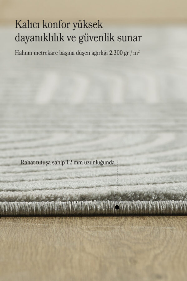 Modern Halı Salon Halısı Oturma Odası Halısı Yolluk Gri Halı Hav Toz Vermez Kolay Temizlenebilir - Görsel 4