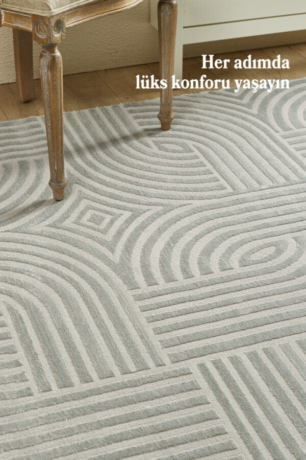Modern Halı Salon Halısı Oturma Odası Halısı Yolluk Gri Halı Hav Toz Vermez Kolay Temizlenebilir - Görsel 2