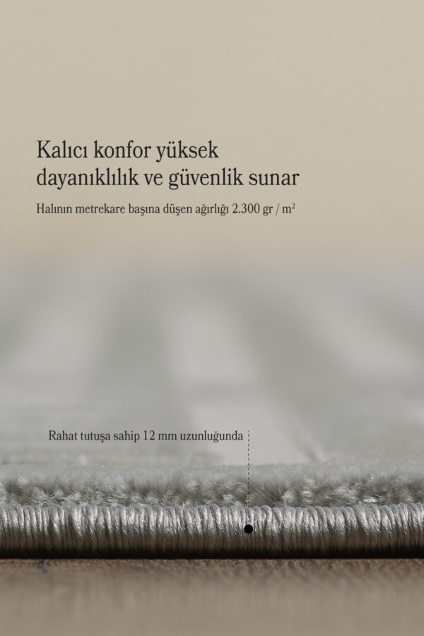 Modern Oturma Odası Halısı Salon Halısı Yolluk Gri Halı Hav Toz Vermez Kolay Temizlenebilir Halı - Görsel 4