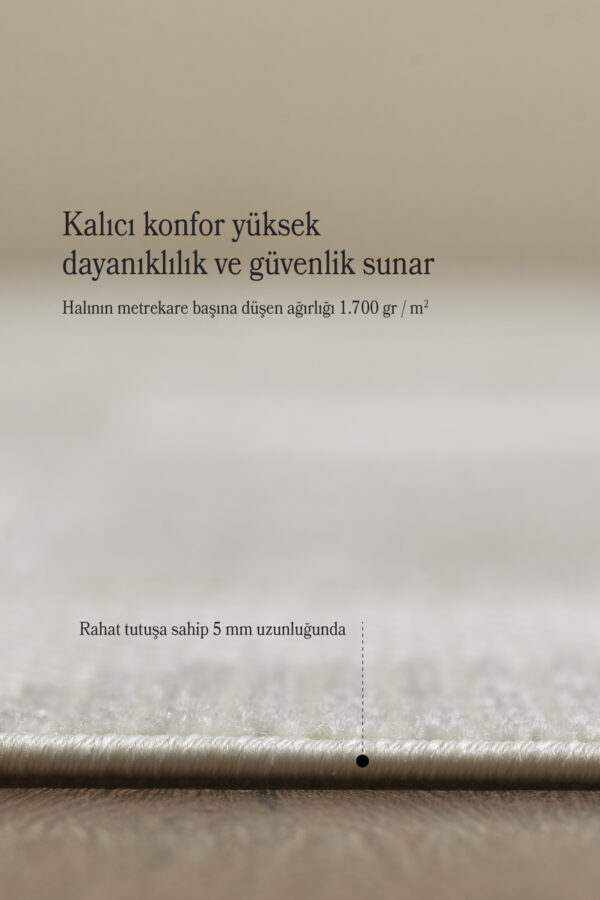 Modern Halı Yıkanabilir Halı Kaymaz Tabanlı Halı Salon Halısı Mutfak Halısı Sisal Krem Halı - Görsel 5