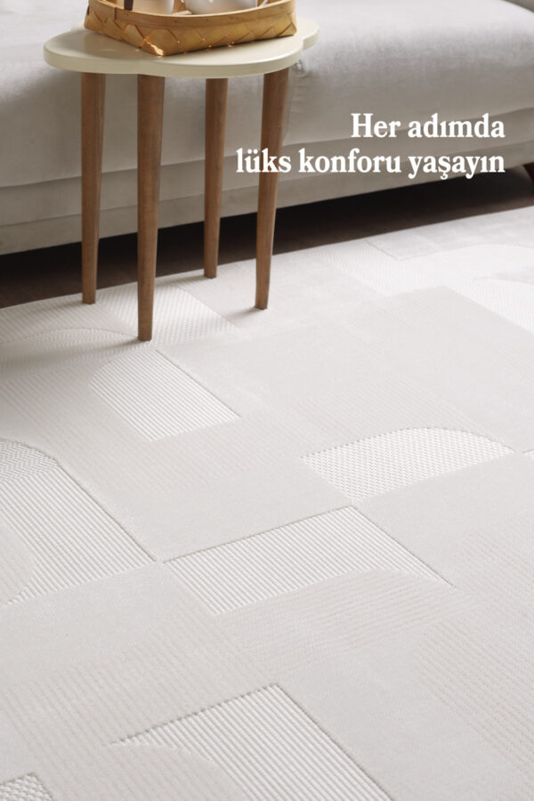 Modern Halı Yıkanabilir Halı Kaymaz Tabanlı Halı Salon Halısı Mutfak Halısı Sisal Krem Halı - Görsel 2