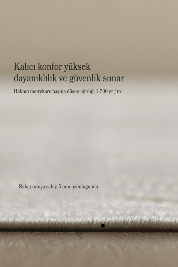 Modern Halı Yıkanabilir Halı Kaymaz Tabanlı Halı Yolluk Krem Halı Salon Halısı Mutfak Halısı Sisal - Görsel 5