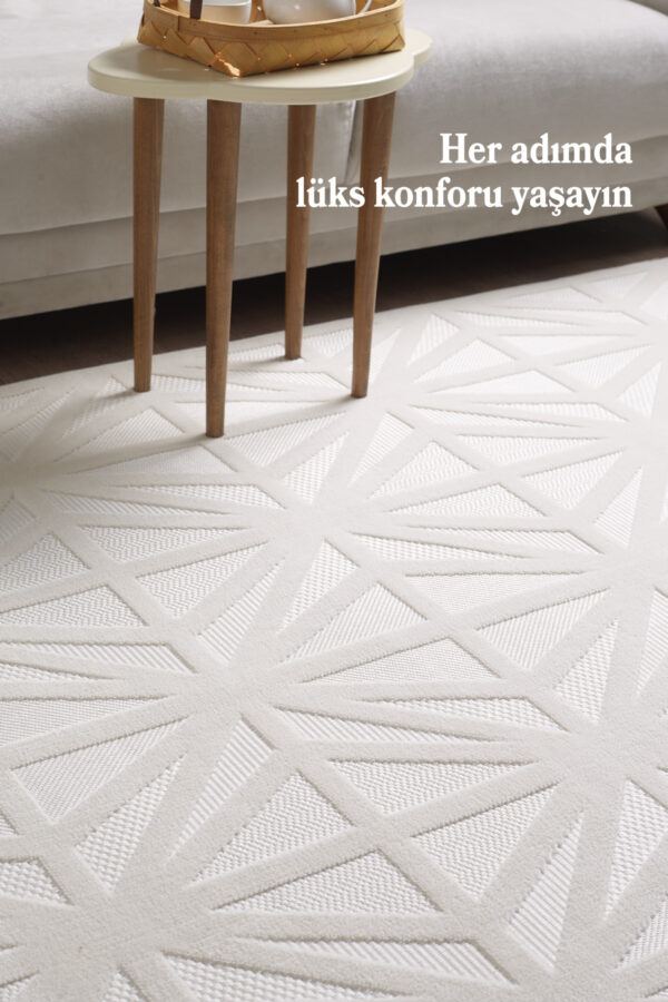 Modern Halı Yıkanabilir Halı Kaymaz Tabanlı Halı Yolluk Krem Halı Salon Halısı Mutfak Halısı Sisal - Görsel 2